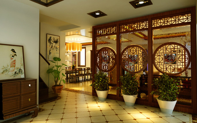 中式別墅裝修設計的效果圖