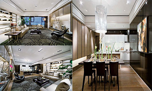 廚房、餐廳、客廳的效果圖