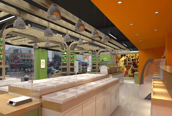 200平方米水果店購買區域裝修設計案例效果圖