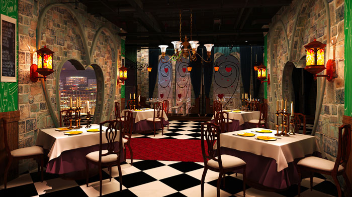 愛麗絲漫游仙境主題餐廳裝修設計案例