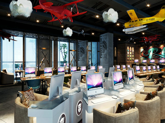 現代創新網咖競技區域裝修設計案例效果圖