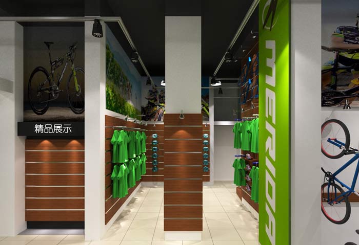 潮流、時(shí)尚自行車店精品展示區(qū)域裝修設(shè)計(jì)案例效果圖