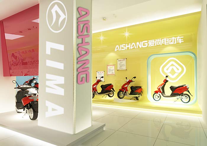電動車銷售展示中心、店面背景墻裝修設(shè)計案例效果圖