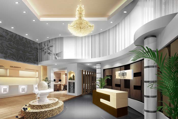時尚養生館會所前臺裝修設計案例效果圖