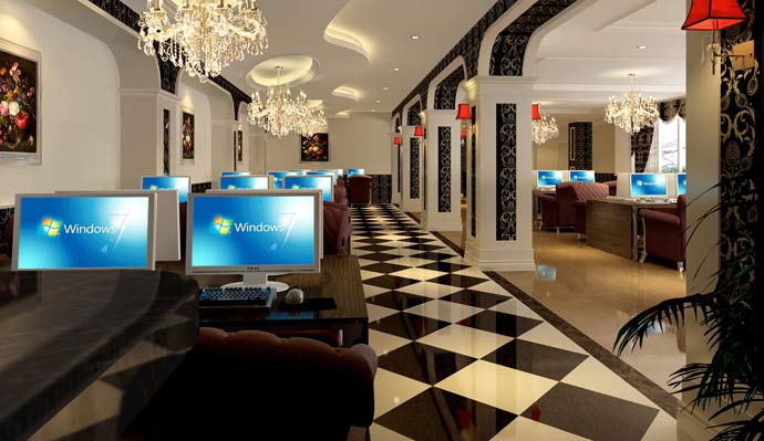 龍雨網(wǎng)絡(luò)會(huì)所對戰(zhàn)區(qū)域裝修設(shè)計(jì)案例效果圖