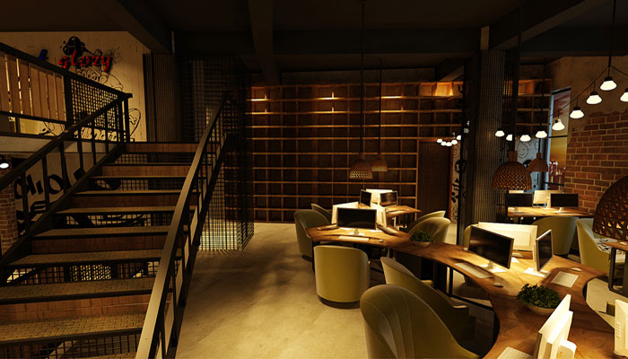 月軒網咖樓梯裝修設計效果圖