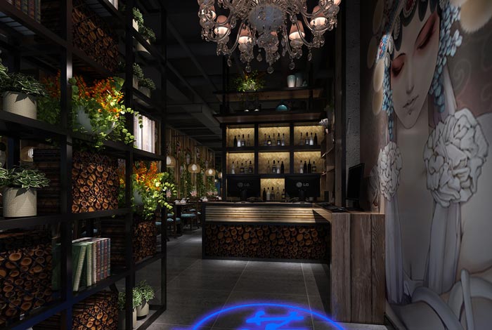 浪漫情侶主題餐廳前臺裝修設(shè)計(jì)案例效果圖