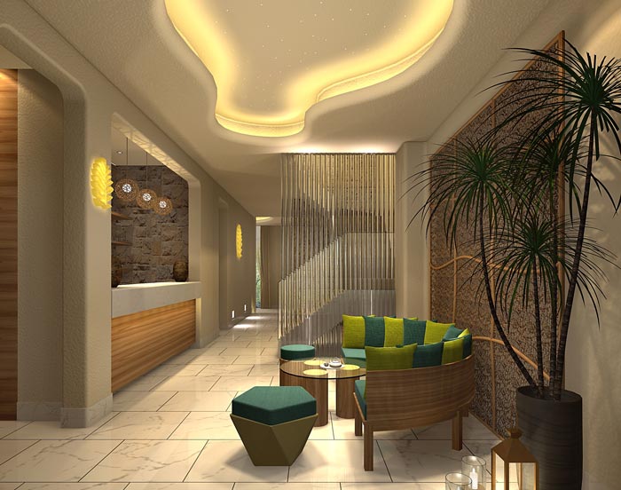 玉顏堂美容會所接待區域裝修設計案例效果圖