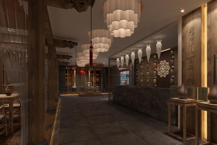 古樸茶樓茶室前臺裝修設計案例效果圖