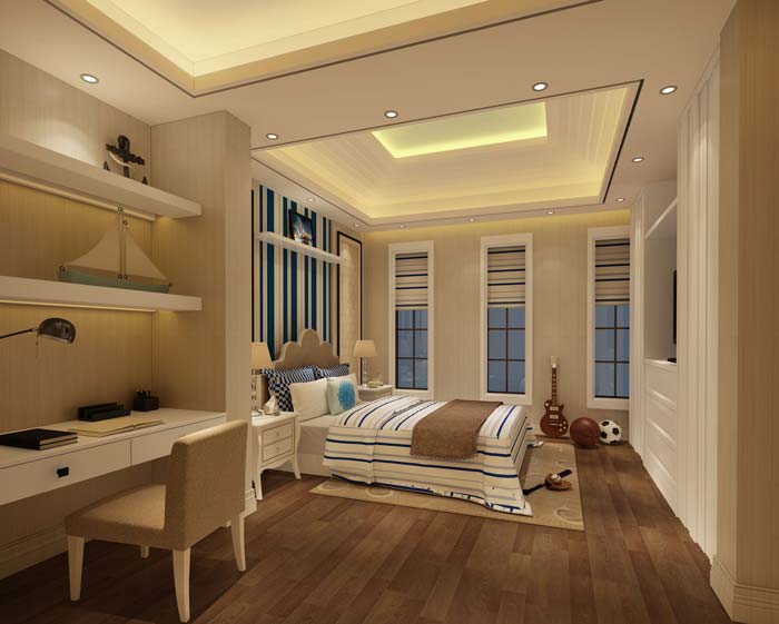 水印城現(xiàn)代新古典別墅男孩房裝修設(shè)計(jì)案例效果圖