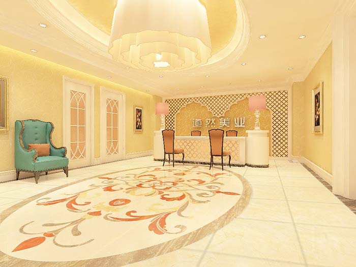 混搭風(fēng)格美容院前臺裝修設(shè)計案例效果圖