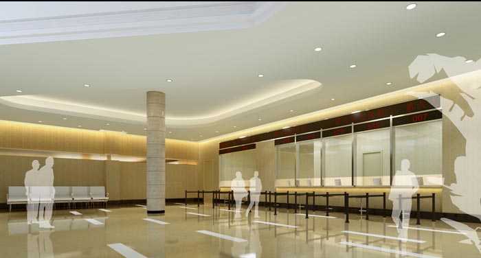 人民醫(yī)院室內(nèi)掛號廳裝修設計案例效果圖