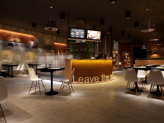 杭州創意工業風咖啡廳前臺裝修設計案例效果圖