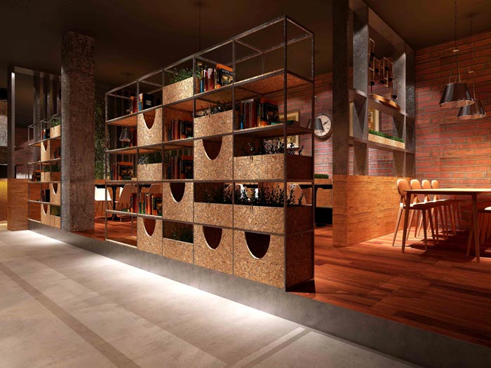 杭州創意工業風咖啡廳隔斷裝修設計案例效果圖