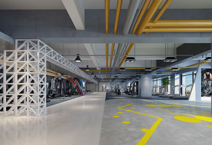 1700平方健身會所大廳裝修設計案例效果圖