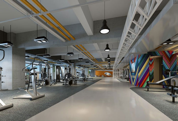 1700平方健身會所大廳過道裝修設計案例效果圖
