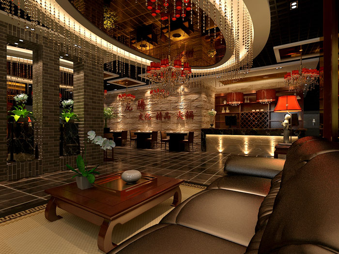 中式風(fēng)格火鍋店前臺裝修設(shè)計(jì)案例效果圖