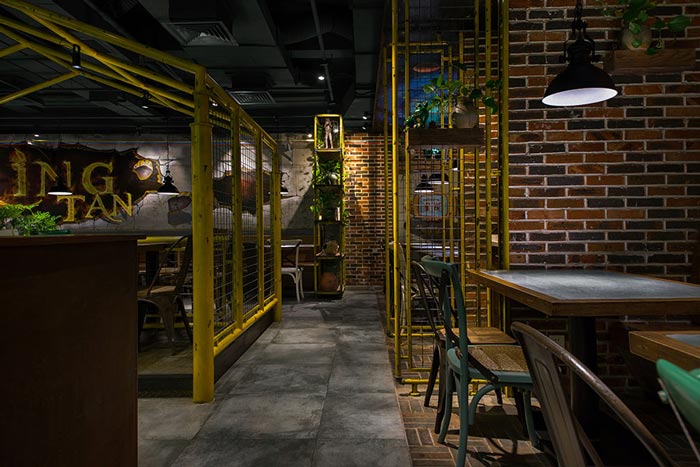 230平方懷舊復古風餐廳隔斷設計案例效果圖