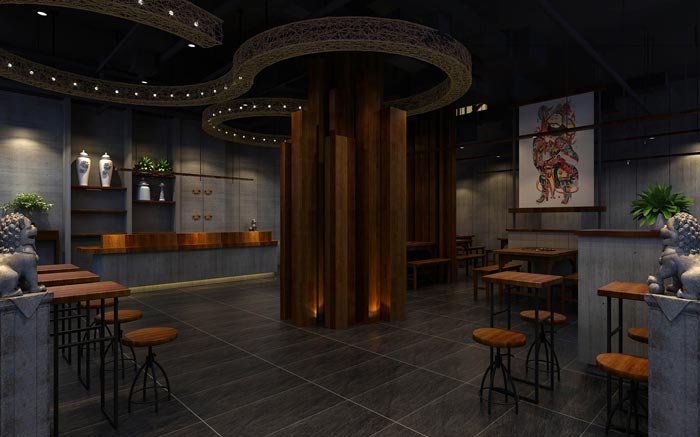 返璞歸真、回歸自然的健康飲食餐廳大廳設計案例效果圖