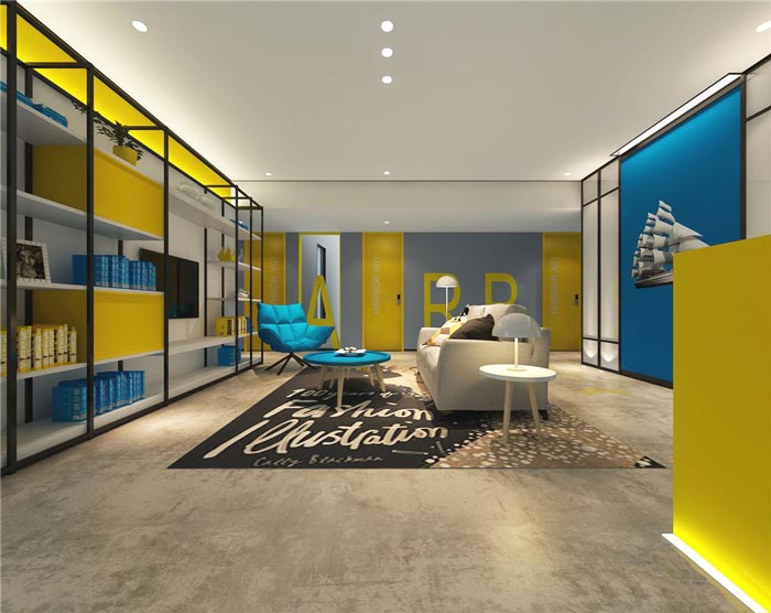 港灣主題酒店接待區(qū)裝修設計案例效果圖