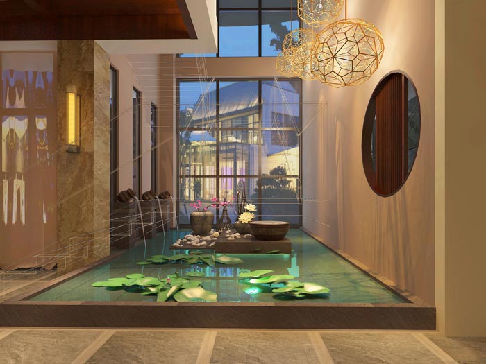 享樂主題酒店前臺觀賞區裝修設計案例效果圖