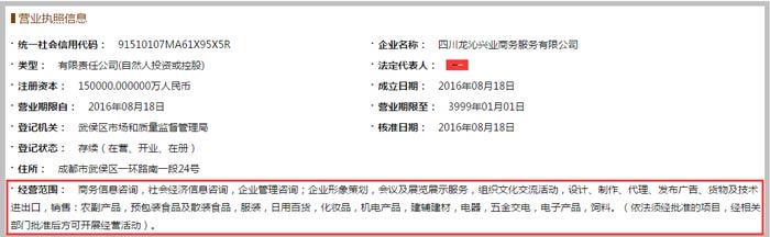 商務服務有限公司經營范圍截圖
