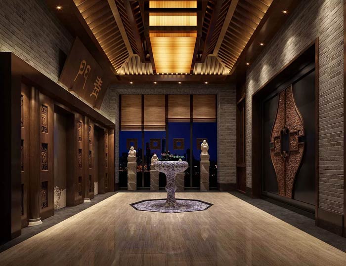 中式火鍋店進門區(qū)裝修設計效果圖