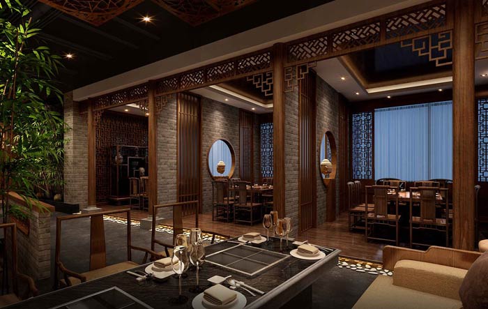中式火鍋店餐區(qū)裝修設計效果圖