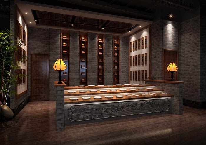中式火鍋店調料區(qū)裝修設計效果圖