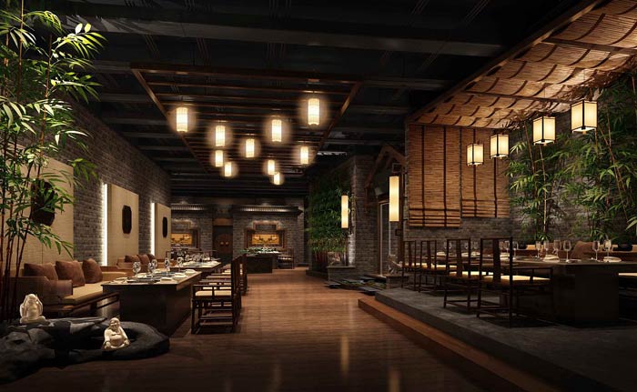 中式火鍋店餐區(qū)裝修設計效果圖