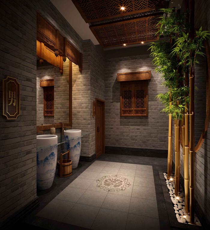 中式火鍋店衛(wèi)生間裝修設計效果圖
