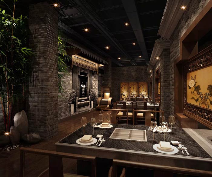 中式火鍋店餐區(qū)裝修設計效果圖