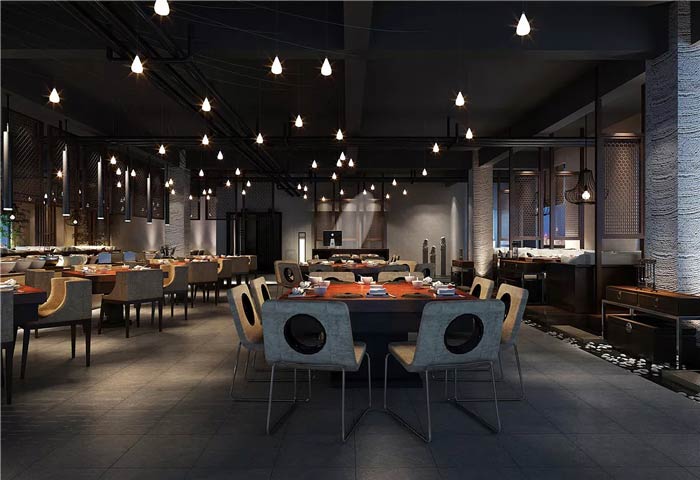 肥牛火鍋店一樓餐區(qū)裝修設(shè)計(jì)效果圖