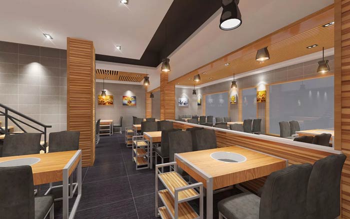 魚火鍋店一樓餐區(qū)裝修設(shè)計效果圖