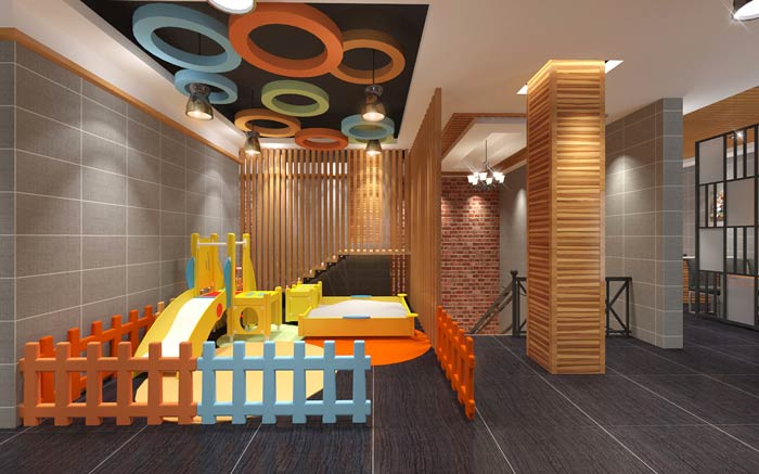 魚火鍋店二樓游樂場所裝修設(shè)計效果圖