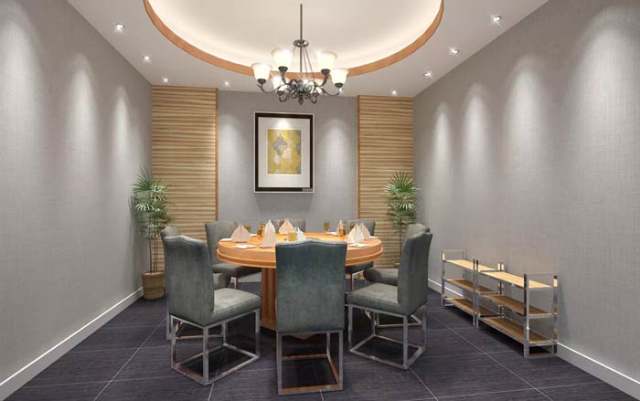 魚火鍋店八人包廂裝修設(shè)計效果圖