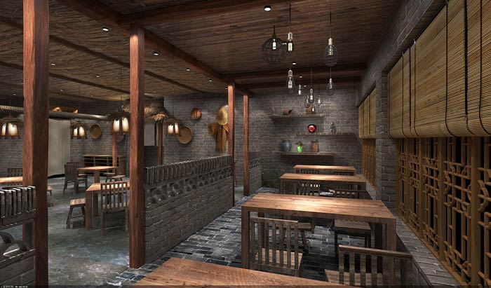 特色燒烤店餐區裝修設計效果圖