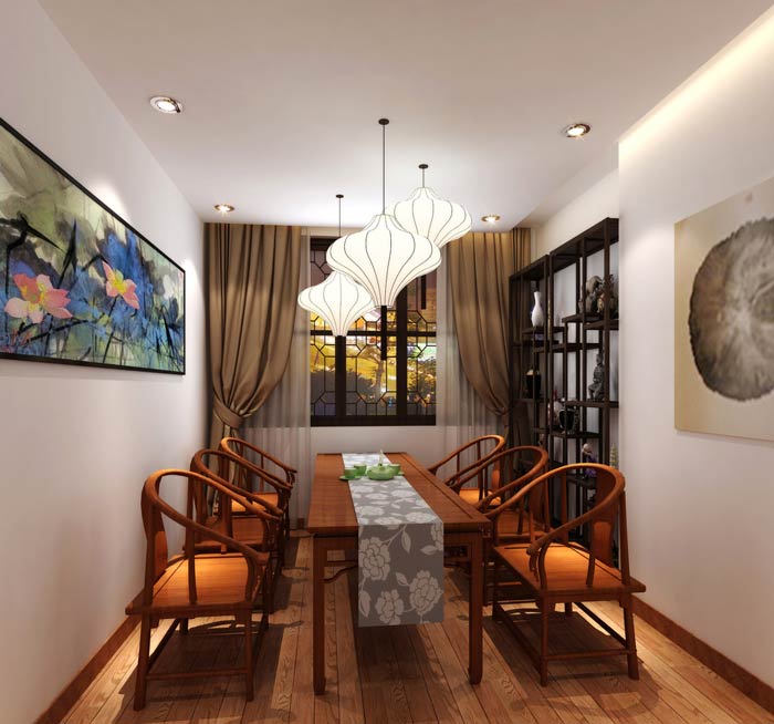 中式茶餐廳飲茶區裝修設計效果圖