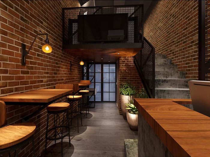 小型咖啡廳樓梯裝修設計效果圖