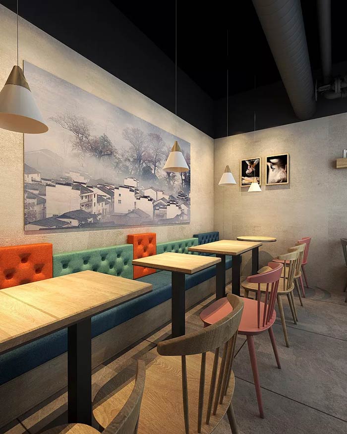 飲品小吃店餐區裝修設計效果圖