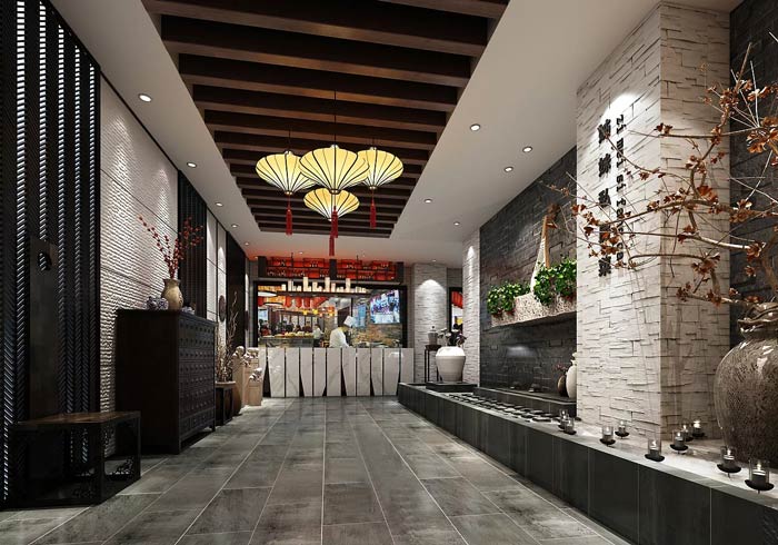 私房菜館進(jìn)門過道裝修設(shè)計效果圖