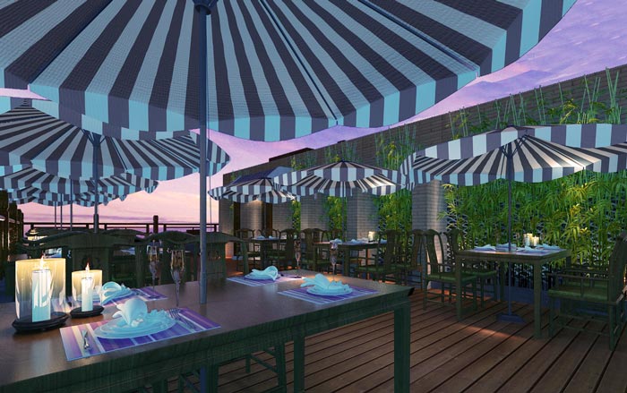 新中式川菜館大露臺裝修設計效果圖