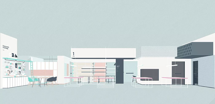 長方形辦公室平面效果表現圖