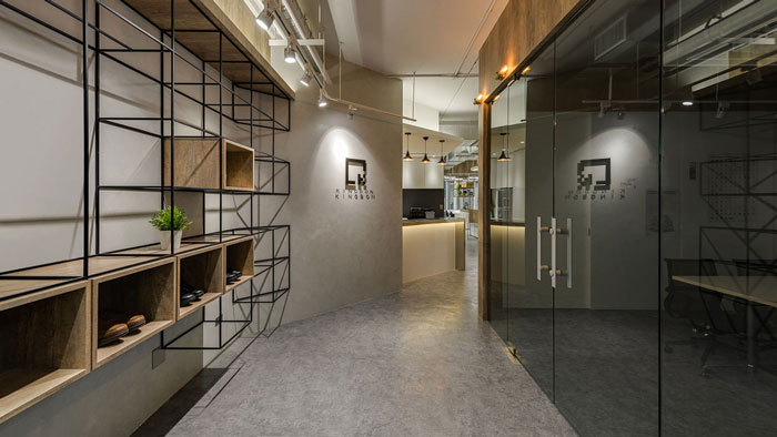 科技公司辦公室進門區(qū)裝修設計效果圖