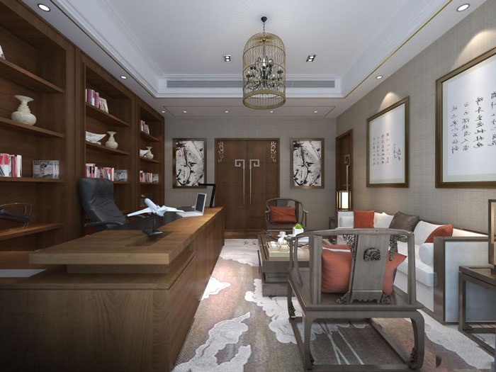 杭州中式總經理辦公室裝修設計效果圖