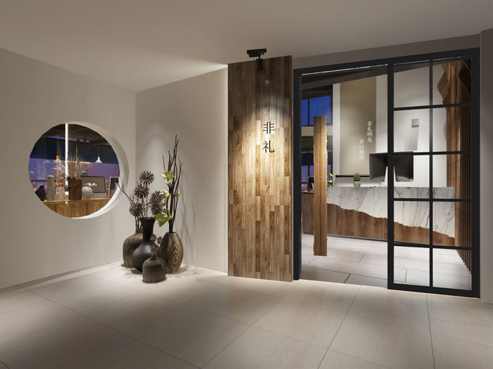 文化公司辦公室進門區裝修設計效果圖