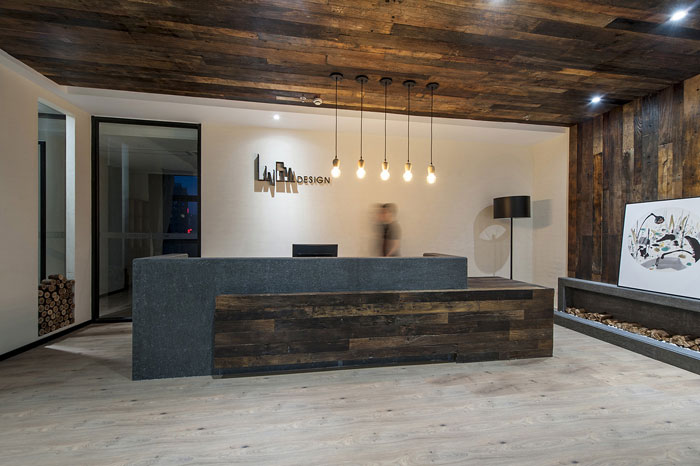 新中式辦公室前臺裝修設計效果圖