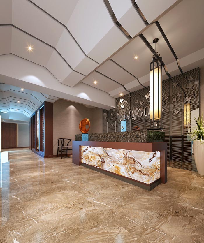 古典辦公室前臺裝修設計效果圖