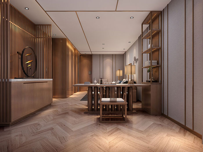 新中式辦公室接待區(qū)設(shè)計效果圖