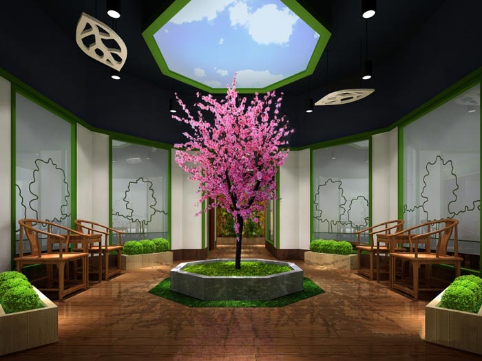 古典中式辦公室過渡區裝修效果圖